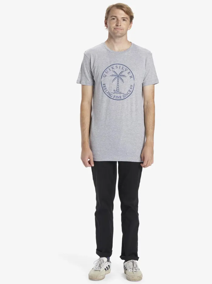 Men Quiksilver Tees Circle Palm TShirt Heather Grey Men Quiksilver Tees Circle Palm TShirt Heather Grey