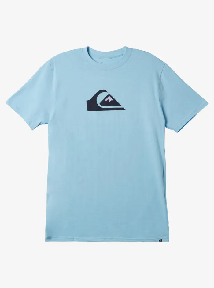 Men Quiksilver Tees Comp Logo Tshirt Sky Blue