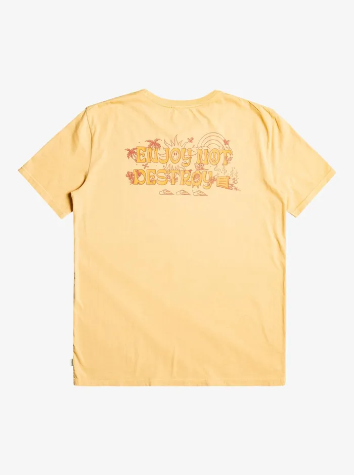 Men Quiksilver Tees Enjoy Not Destroy TShirt Wheat Men Quiksilver Tees Enjoy Not Destroy TShirt Wheat