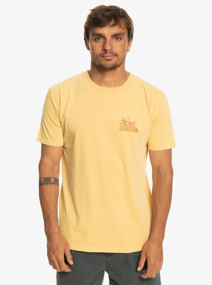 Men Quiksilver Tees Enjoy Not Destroy TShirt Wheat Men Quiksilver Tees Enjoy Not Destroy TShirt Wheat