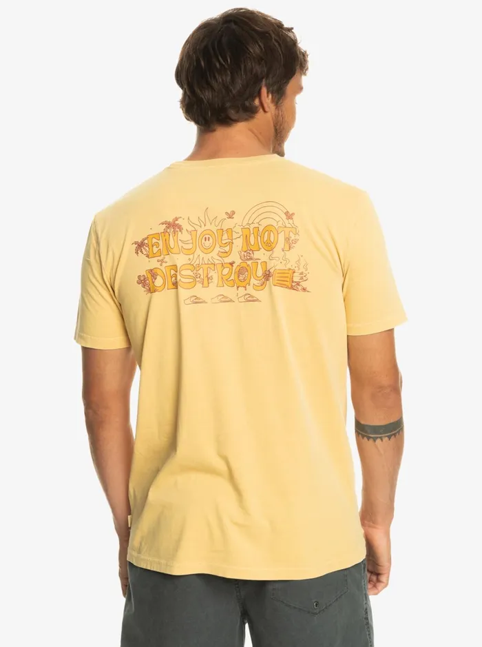Men Quiksilver Tees Enjoy Not Destroy TShirt Wheat Men Quiksilver Tees Enjoy Not Destroy TShirt Wheat