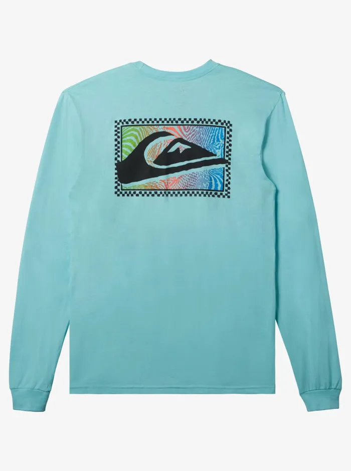 Men Quiksilver Tees Gradient Prints Long Sleeve TShirt Angel Blue Men Quiksilver Tees Gradient Prints Long Sleeve TShirt Angel Blue
