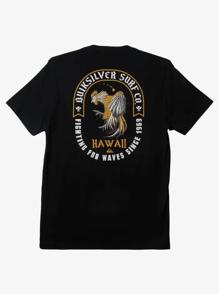 Men Quiksilver Tees Hawaii Rooster Royal TShirt Black Men Quiksilver Tees Hawaii Rooster Royal TShirt Black