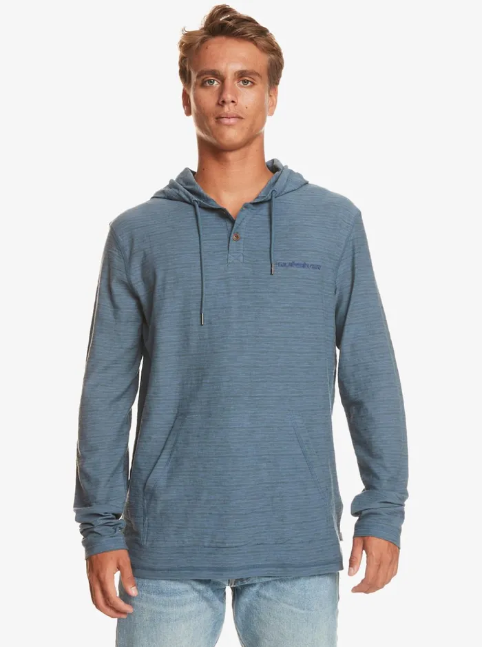 Men Quiksilver Tees Kentin Long Sleeves Hooded TShirt Kentin Bering Sea