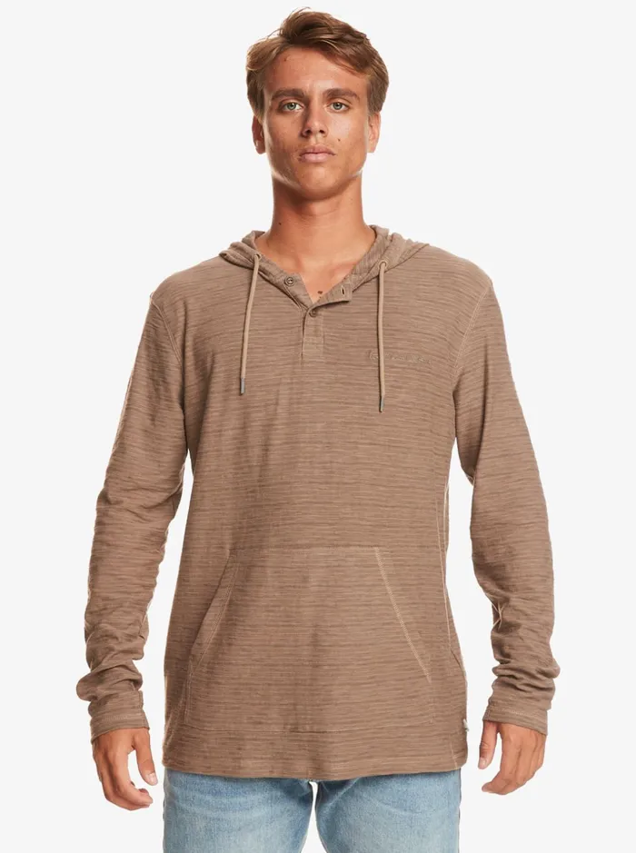 Men Quiksilver Tees Kentin Long Sleeves Hooded TShirt Kentin Fossil