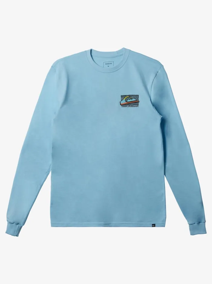 Men Quiksilver Tees Retro Fade Tshirt Sky Blue