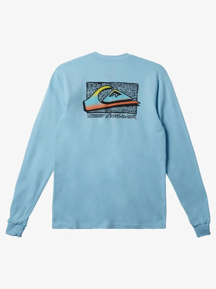 Men Quiksilver Tees Retro Fade Tshirt Sky Blue Men Quiksilver Tees Retro Fade Tshirt Sky Blue