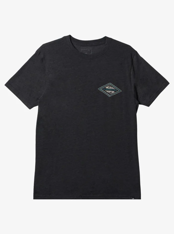 Men Quiksilver Tees Reverse Logo Mod Tshirt Charcoal Heather