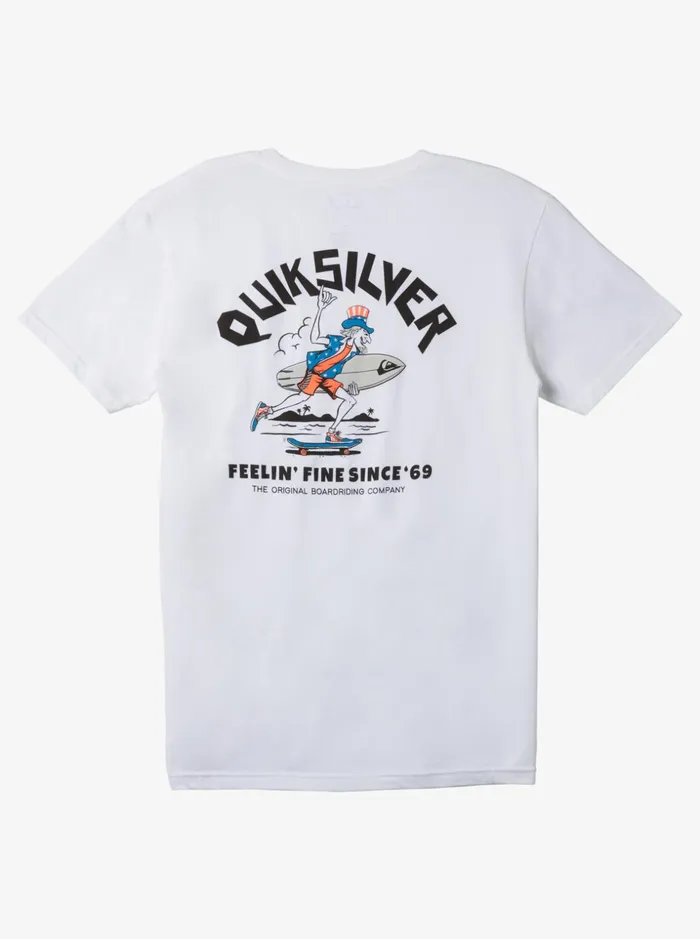 Men Quiksilver Tees Uncle Slam TShirt White Men Quiksilver Tees Uncle Slam TShirt White