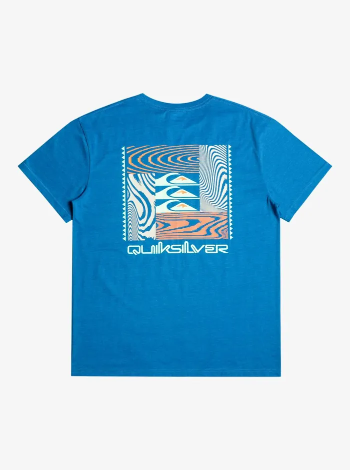 Men Quiksilver Tees Warped Patterns TShirt Snorkel Blue Men Quiksilver Tees Warped Patterns TShirt Snorkel Blue
