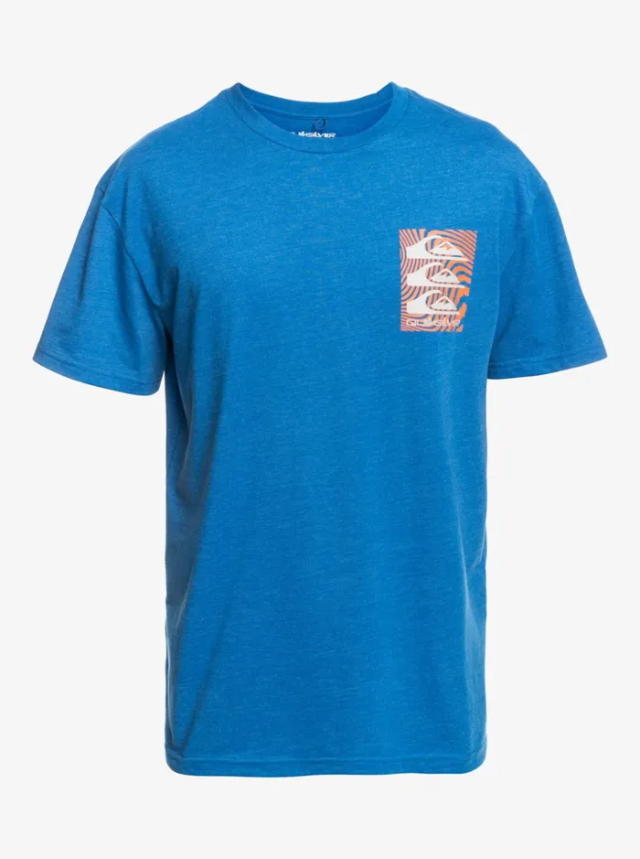 Men Quiksilver Tees Warped Patterns TShirt Snorkel Blue Men Quiksilver Tees Warped Patterns TShirt Snorkel Blue