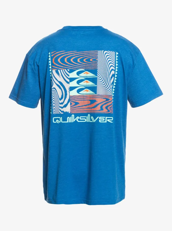 Men Quiksilver Tees Warped Patterns TShirt Snorkel Blue Men Quiksilver Tees Warped Patterns TShirt Snorkel Blue