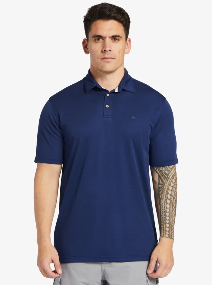 Men Quiksilver Tees Waterman Water Short Sleeve Polo Shirt Midnight Navy Men Quiksilver Tees Waterman Water Short Sleeve Polo Shirt Midnight Navy