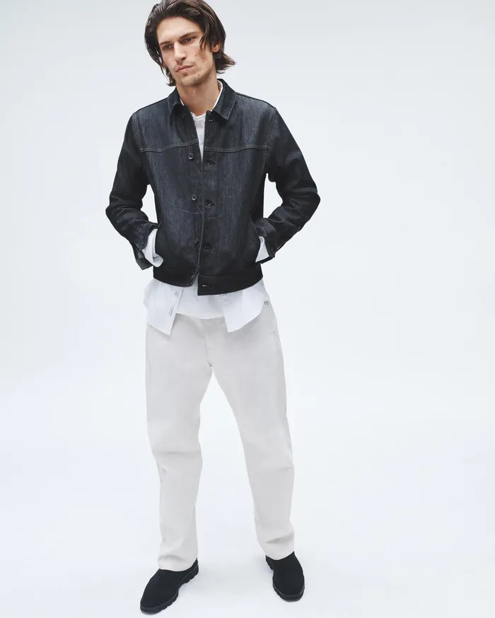 Men Rag and Bone Coats and Jackets Owen Denim Trucker Jacket Raw Indigo