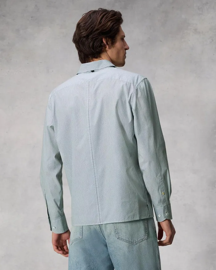 Men Rag and Bone Shirts Dalton Striped Hemp Cotton Shirt Blue Stripe Men Rag and Bone Shirts Dalton Striped Hemp Cotton Shirt Blue Stripe