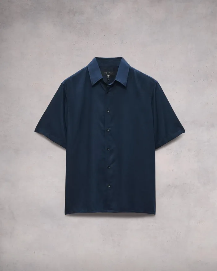 Men Rag and Bone Shirts Dalton Viscose Twill Short Sleeve Shirt Navy Men Rag and Bone Shirts Dalton Viscose Twill Short Sleeve Shirt Navy