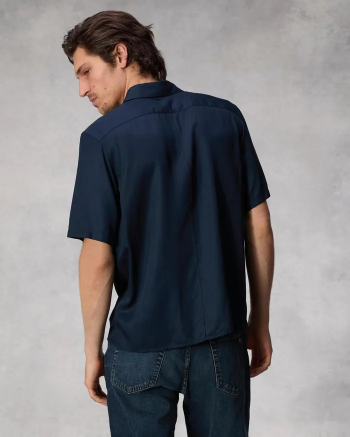 Men Rag and Bone Shirts Dalton Viscose Twill Short Sleeve Shirt Navy Men Rag and Bone Shirts Dalton Viscose Twill Short Sleeve Shirt Navy