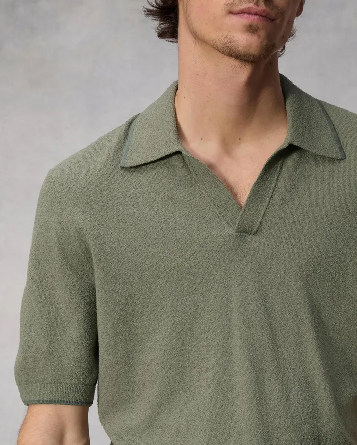 Men Rag and Bone Sweaters Johnny Zuma Toweling Polo Vetiver Men Rag and Bone Sweaters Johnny Zuma Toweling Polo Vetiver