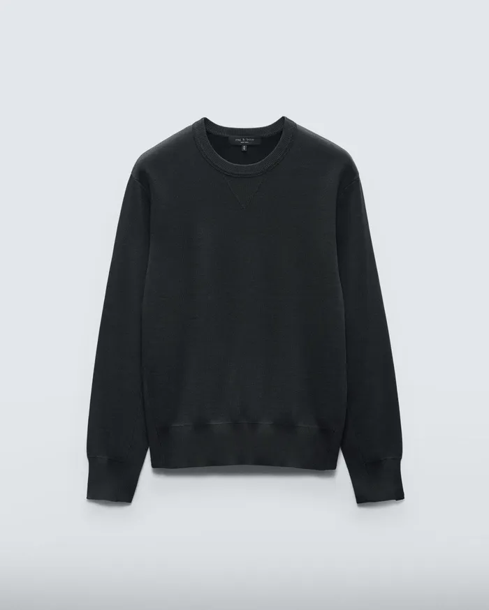 Men Rag and Bone Sweaters York Viscose Crew Black Men Rag and Bone Sweaters York Viscose Crew Black