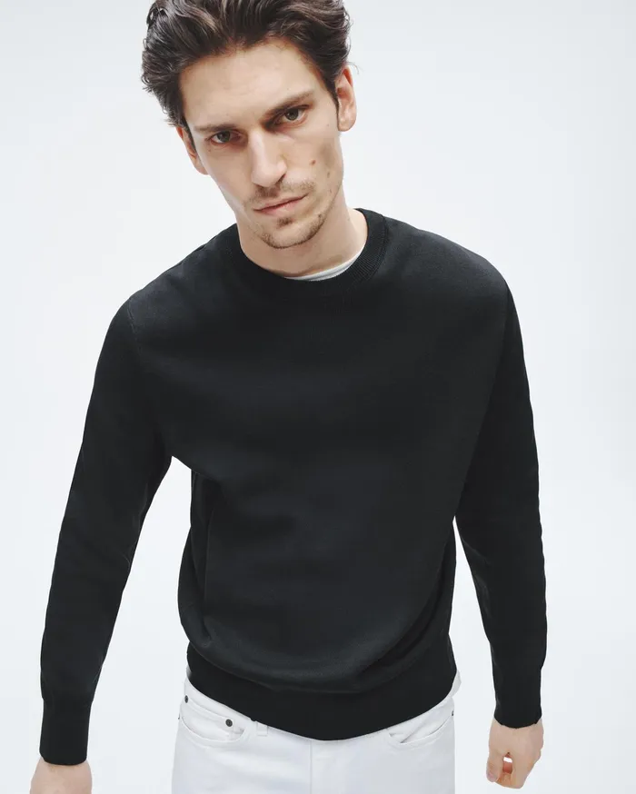 Men Rag and Bone Sweaters York Viscose Crew Black Men Rag and Bone Sweaters York Viscose Crew Black