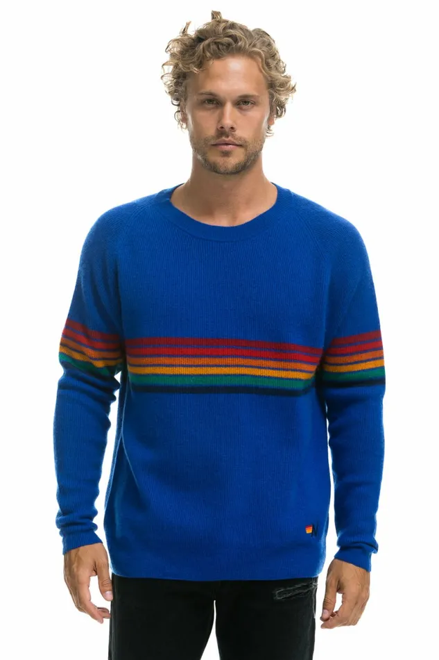 Men RAINBOW STRIPE 6 UNISEX CASHMERE SWEATER LAPIS Aviator Nation CrewSweatshirts Men RAINBOW STRIPE 6 UNISEX CASHMERE SWEATER LAPIS Aviator Nation CrewSweatshirts