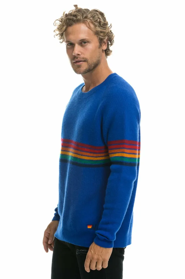 Men RAINBOW STRIPE 6 UNISEX CASHMERE SWEATER LAPIS Aviator Nation CrewSweatshirts Men RAINBOW STRIPE 6 UNISEX CASHMERE SWEATER LAPIS Aviator Nation CrewSweatshirts