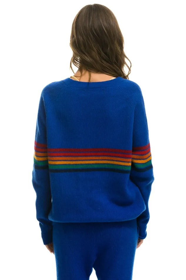 Men RAINBOW STRIPE 6 UNISEX CASHMERE SWEATER LAPIS Aviator Nation CrewSweatshirts Men RAINBOW STRIPE 6 UNISEX CASHMERE SWEATER LAPIS Aviator Nation CrewSweatshirts