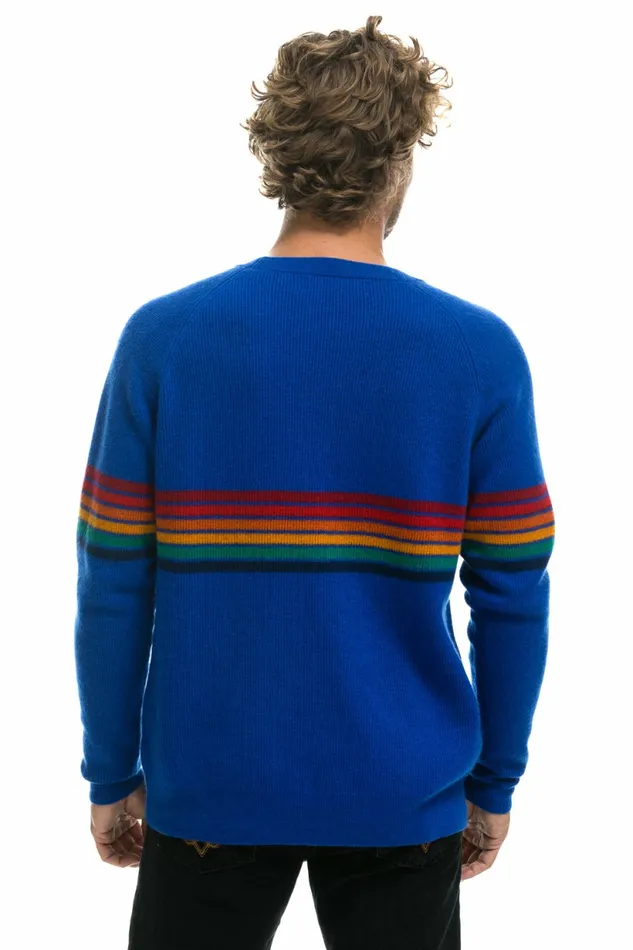 Men RAINBOW STRIPE 6 UNISEX CASHMERE SWEATER LAPIS Aviator Nation CrewSweatshirts Men RAINBOW STRIPE 6 UNISEX CASHMERE SWEATER LAPIS Aviator Nation CrewSweatshirts