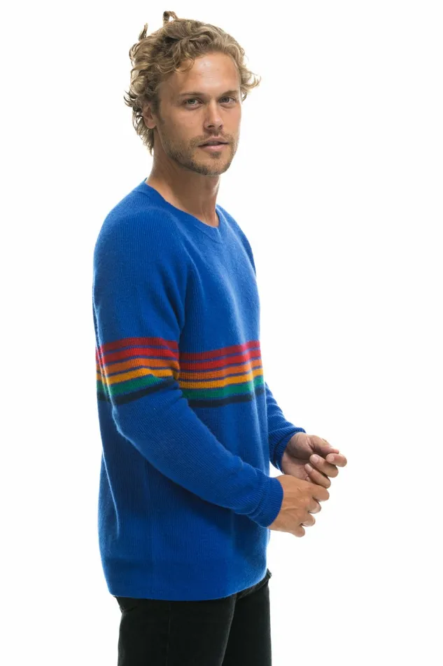 Men RAINBOW STRIPE 6 UNISEX CASHMERE SWEATER LAPIS Aviator Nation CrewSweatshirts Men RAINBOW STRIPE 6 UNISEX CASHMERE SWEATER LAPIS Aviator Nation CrewSweatshirts