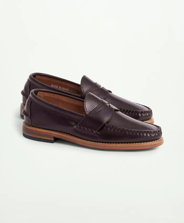 Men Rancourt Cordovan Pinch Penny Loafer Burgundy Brooks Brothers Shoes