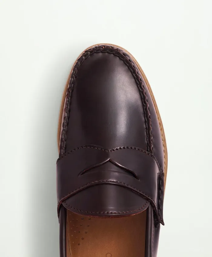 Men Rancourt Cordovan Pinch Penny Loafer Burgundy Brooks Brothers Shoes