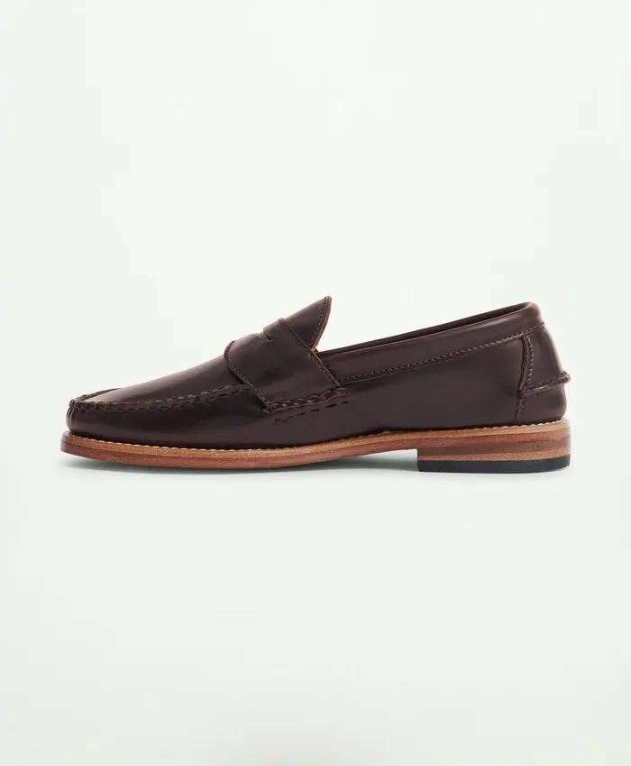 Men Rancourt Cordovan Pinch Penny Loafer Burgundy Brooks Brothers Shoes