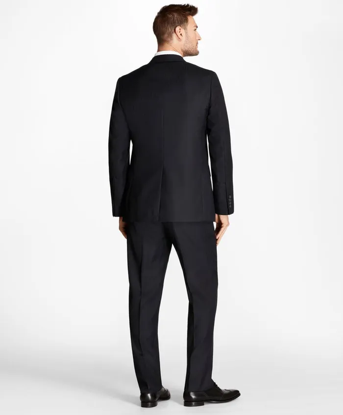 Men Regent Fit Blue Herringbone 1818 Suit Navy Brooks Brothers Suits