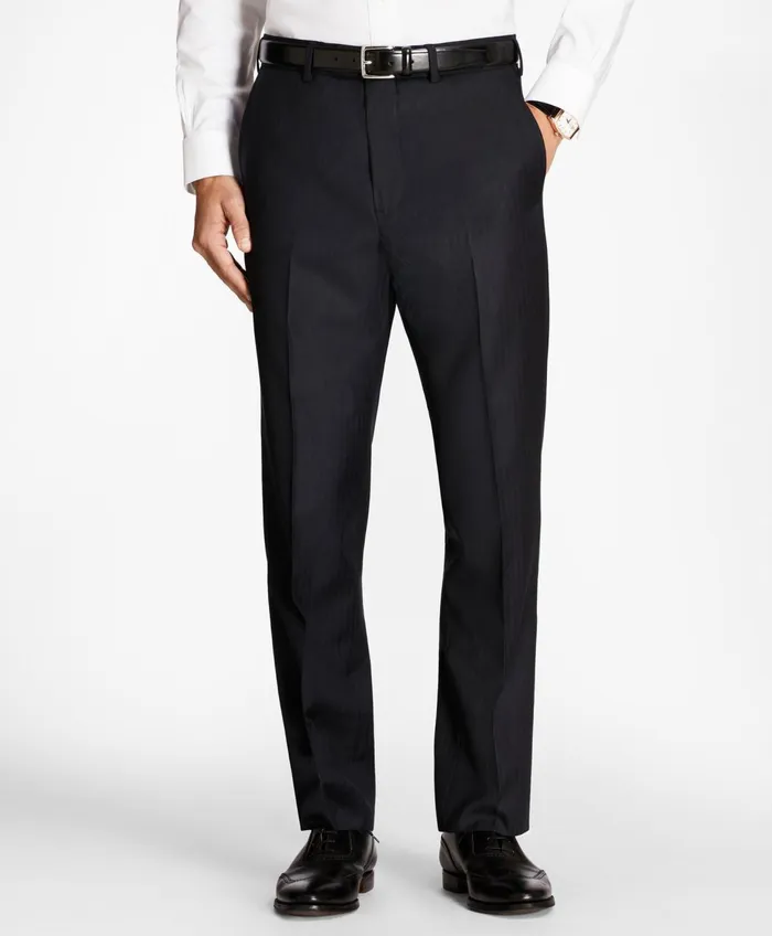 Men Regent Fit Blue Herringbone 1818 Suit Navy Brooks Brothers Suits