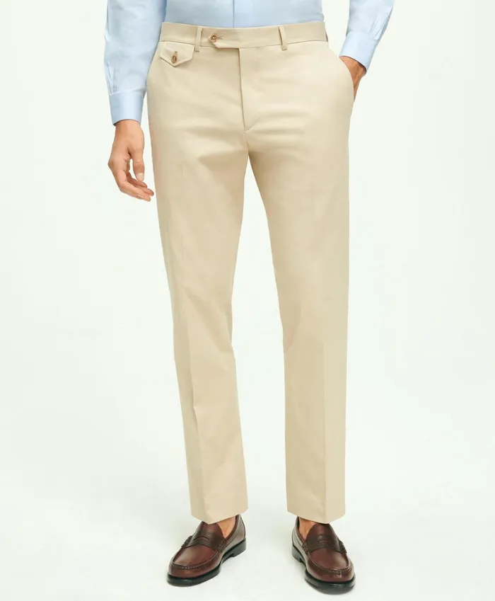 Men Regent Fit Stretch Cotton Suit Trousers Beige Brooks Brothers Suits
