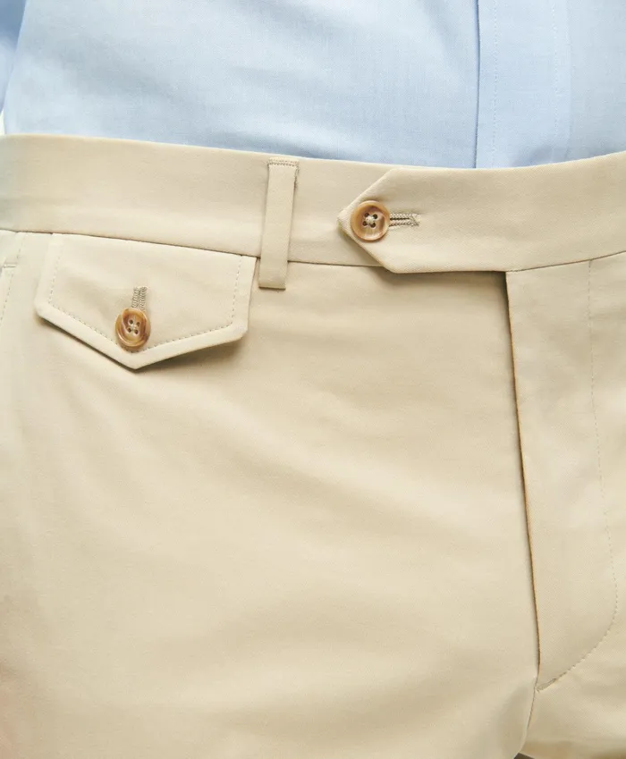 Men Regent Fit Stretch Cotton Suit Trousers Beige Brooks Brothers Suits