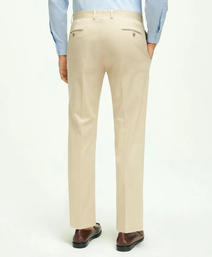 Men Regent Fit Stretch Cotton Suit Trousers Beige Brooks Brothers Suits