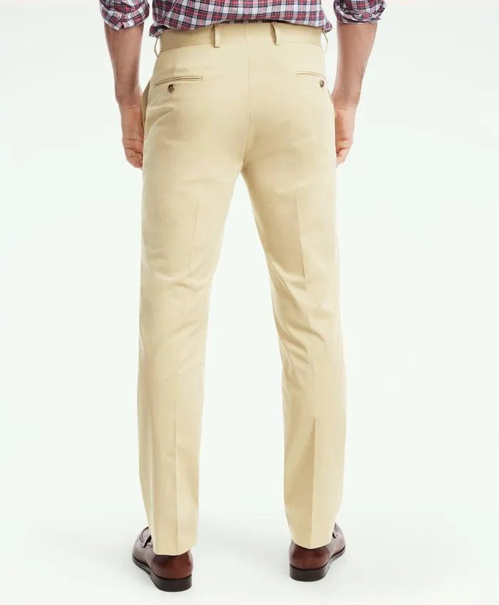 Men Regent Fit Stretch Cotton Suit Trousers Beige Brooks Brothers Suits
