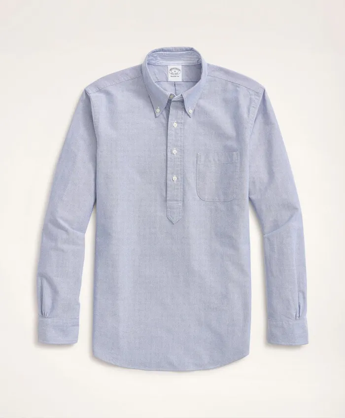 Men Regent RegularFit Original Oxford Popover Shirt Blue Brooks Brothers Sport Shirts
