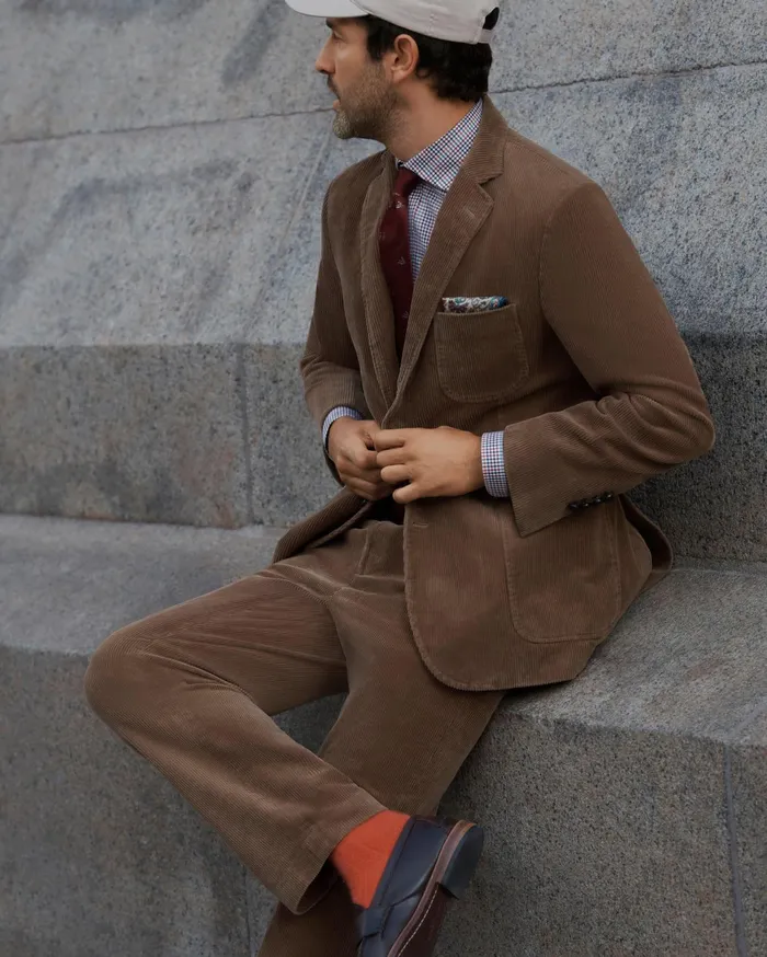 Men Regular Fit Cotton WideWale Corduroy Pants Medium Brown Brooks Brothers Chinos and Casual Pants