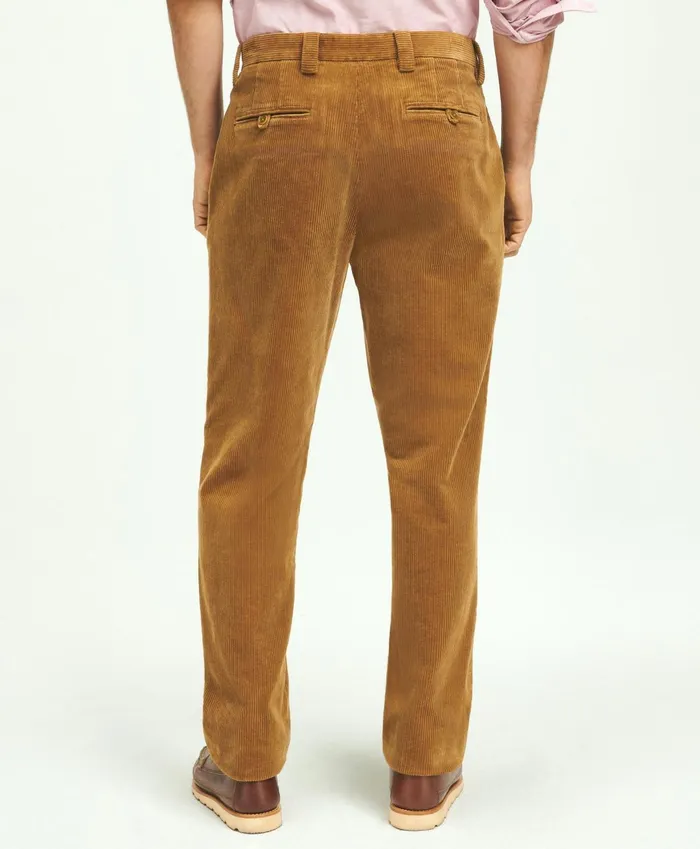 Men Regular Fit Cotton WideWale Corduroy Pants Medium Brown Brooks Brothers Chinos and Casual Pants