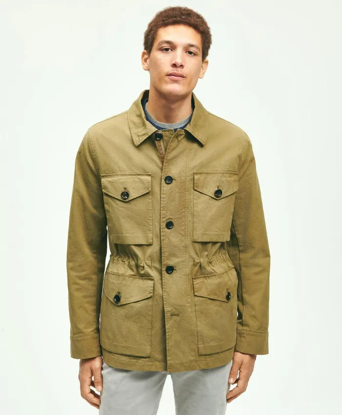 Men Ripstop Field Jacket Medium Green Brooks Brothers Coats and Jackets
