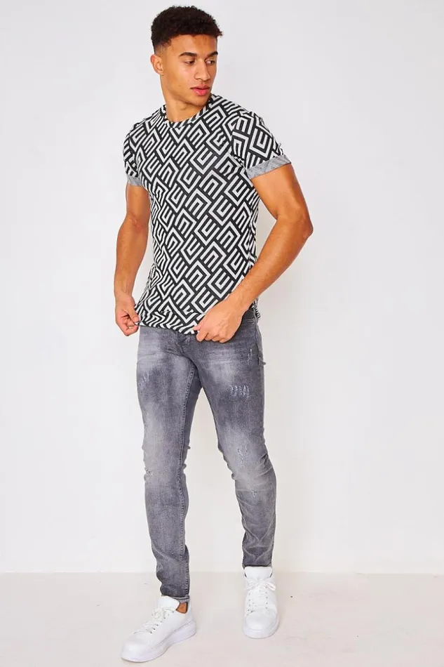 Men Scratched Brentiny Jeans In Grey Grey Brentiny Paris Jeans