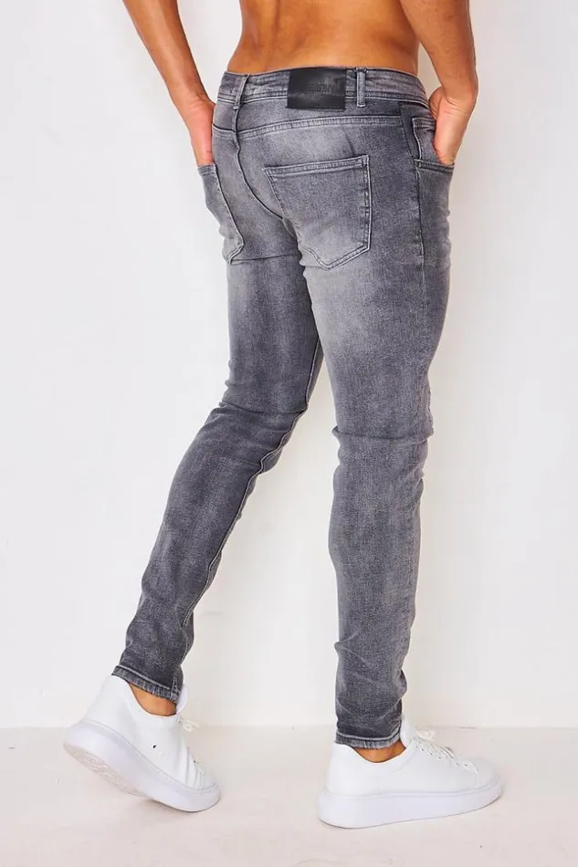 Men Scratched Brentiny Jeans In Grey Grey Brentiny Paris Jeans