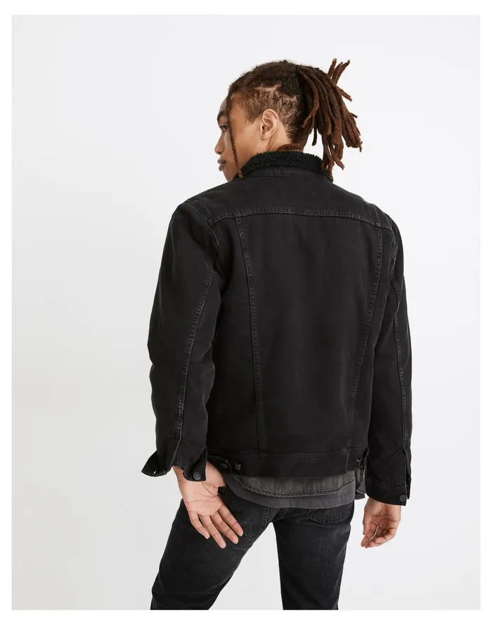 Men Sherpa Classic Jean Jacket In Black Black Madewell Jackets Men Sherpa Classic Jean Jacket In Black Black Madewell Jackets