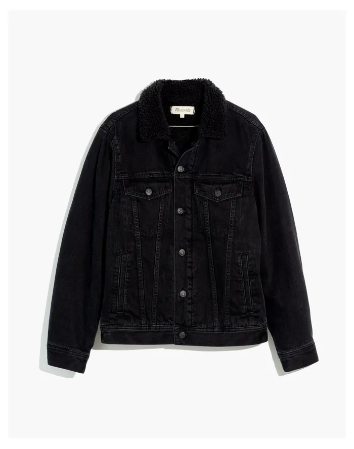 Men Sherpa Classic Jean Jacket In Black Black Madewell Jackets Men Sherpa Classic Jean Jacket In Black Black Madewell Jackets