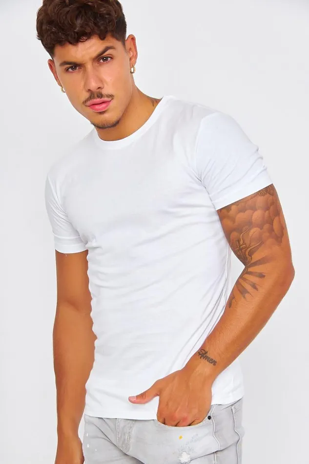Men ShortSleeved Plain White TShirt White Brentiny Paris TShirts
