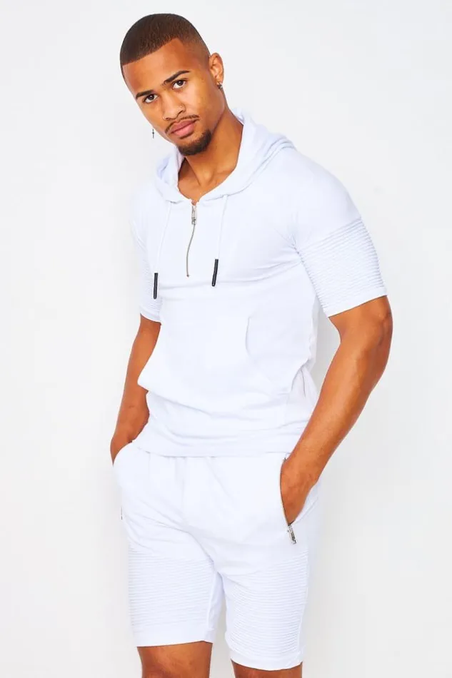 Men Shorts With Embossed Pattern On The Thighs In White White Brentiny Paris Shorts