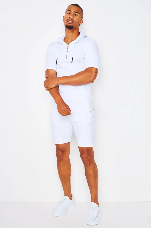 Men Shorts With Embossed Pattern On The Thighs In White White Brentiny Paris Shorts