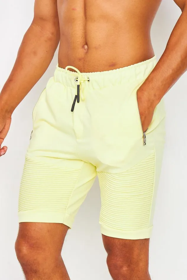 Men Shorts With Embossed Pattern On The Thighs In Yellow Yellow Brentiny Paris Shorts